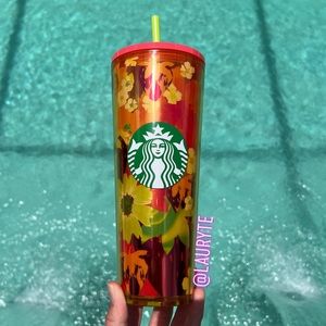 Starbucks 2022 Summer Orange Strawberry Fields Floral Tumbler